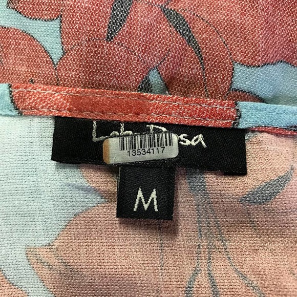 LoboRosa Botones Shift Dress M Floral Button Front V-Neck Tiers Short Sleeve - Picture 3 of 4